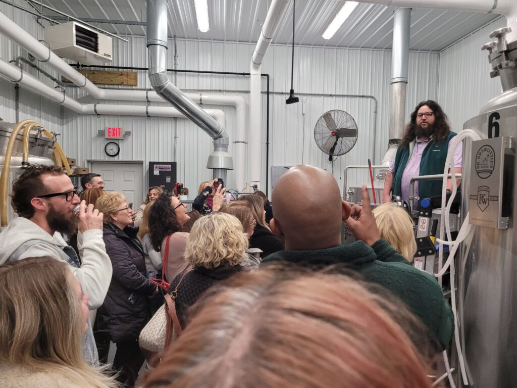 Question time during a visit to the brewery